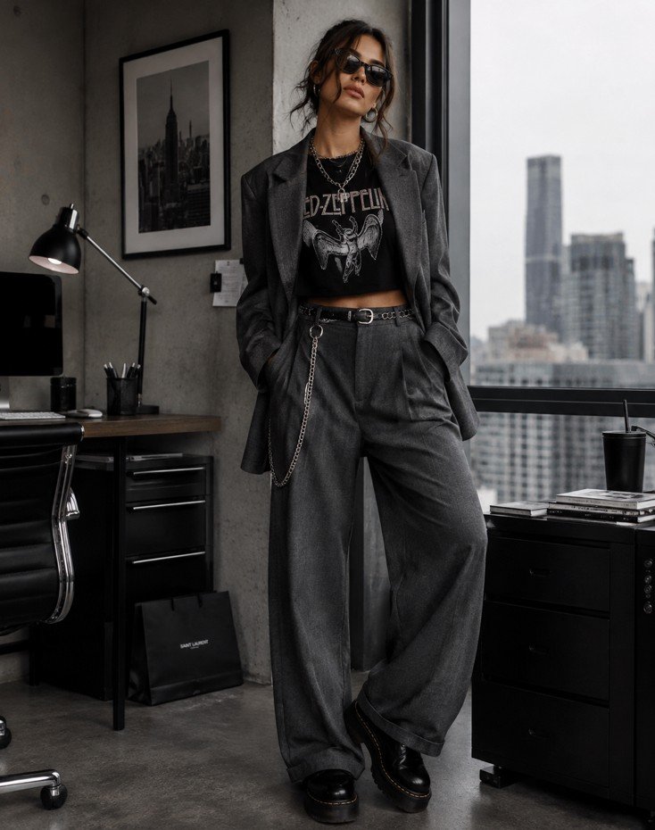 Gray Tailoring With Grunge Edge