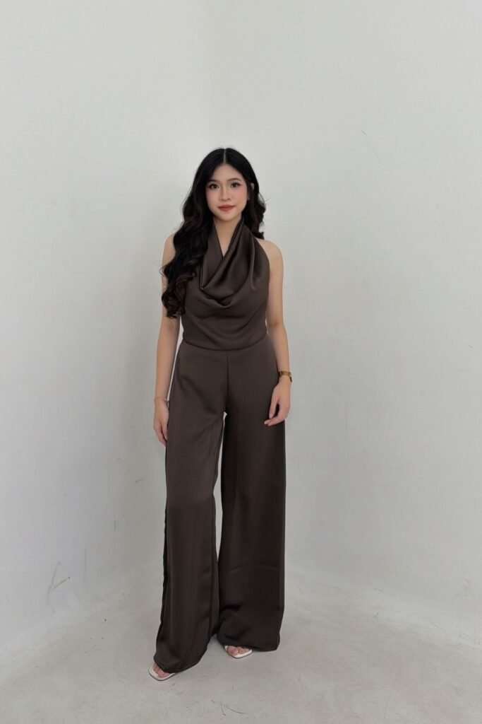 Head to Toe Chocolate in a Satin Cowl Set