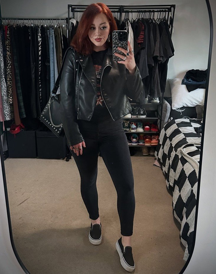 Leather Moto Jacket With Black Skinny Jeans