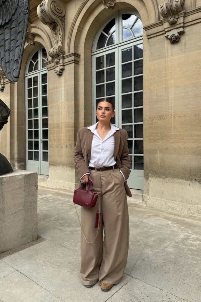 Two Shades of Brown, Corduroy Blazer Over Taupe Trousers