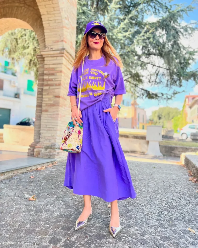 All-Purple Weekend-to-Office Look