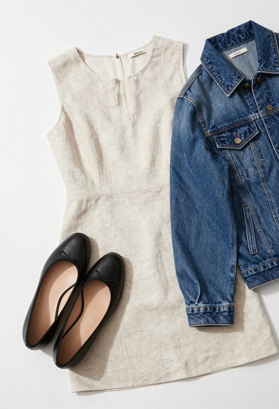 ballet flats and shift dress