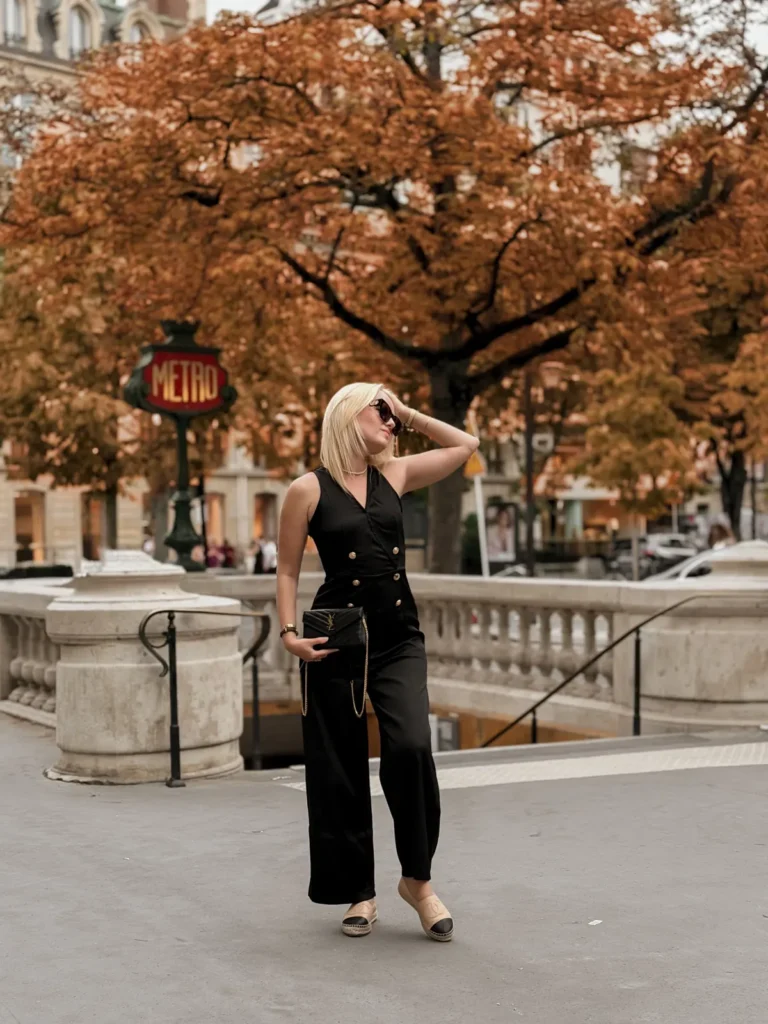 Black Button Jumpsuit With Espadrilles