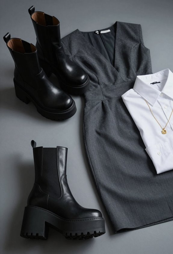 bold boots with dresses