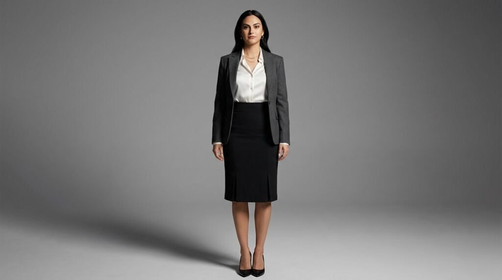 chic black skirt ensemble