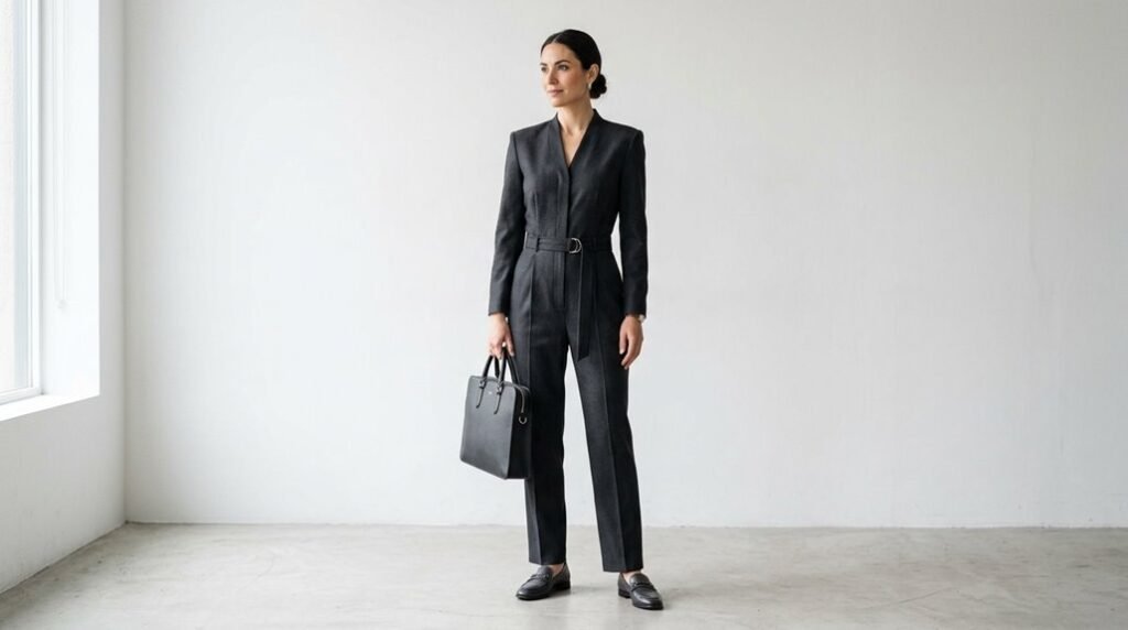 chic office jumpsuit ensemble