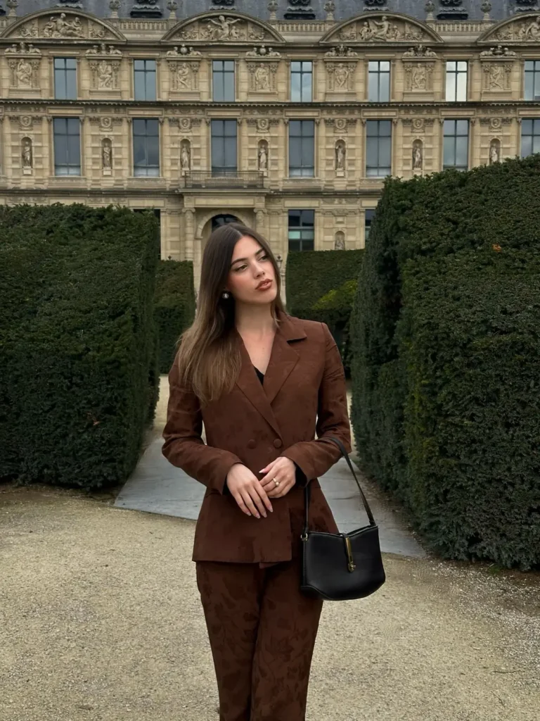 Chocolate Jacquard Suit With a Black