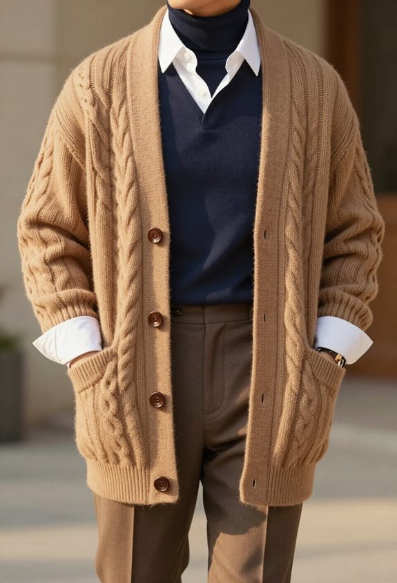 comfortable oversized cardigan styling