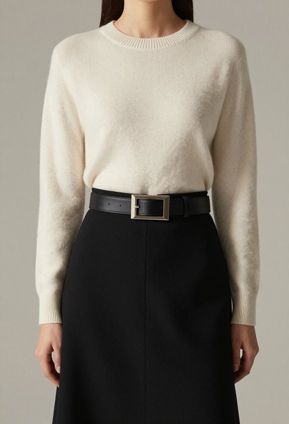 cream knit structured black