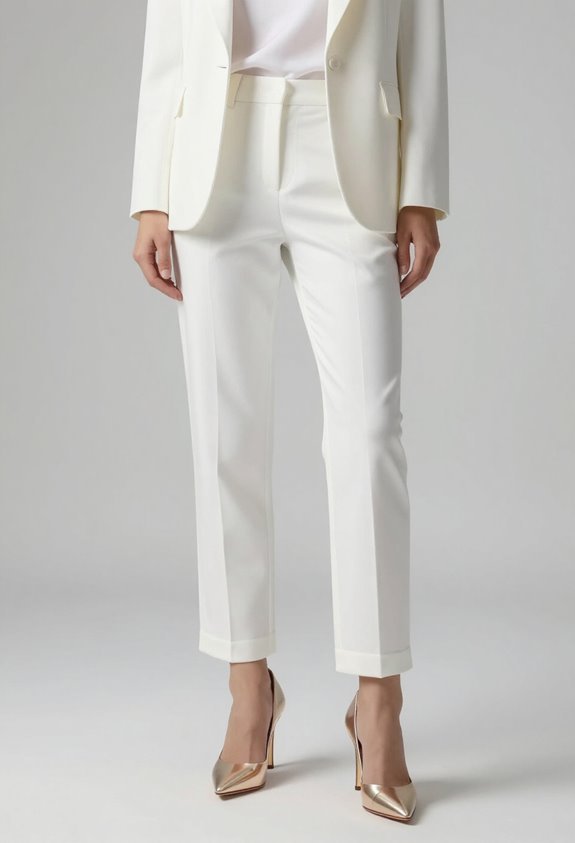 elegant all white ensemble accentuated