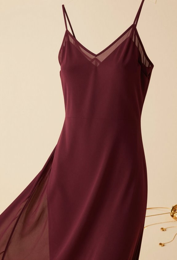 elegant burgundy slip layering
