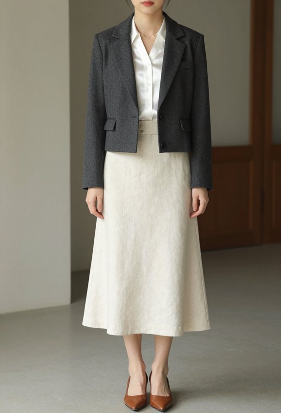 elegant cropped blazer pairing