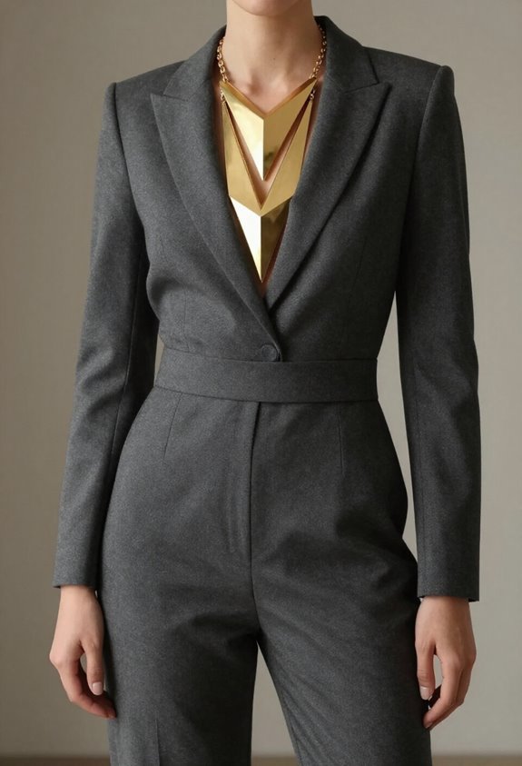 elegant jumpsuit bold necklace