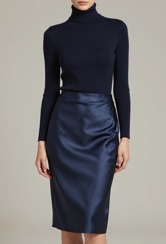 elegant navy satin ensemble