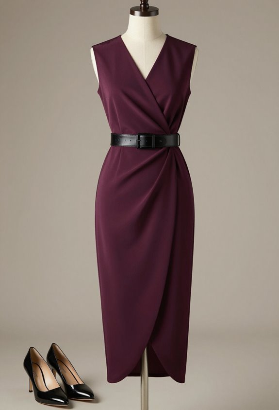 elegant plum wrap dress
