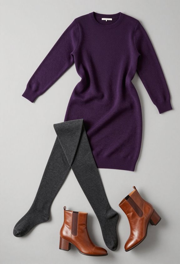 elegant purple knit ensemble
