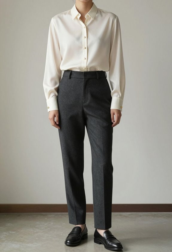 elegant silk blouse pairing