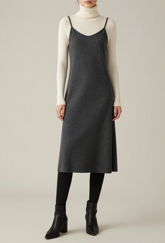 elegant turtleneck slip skirt