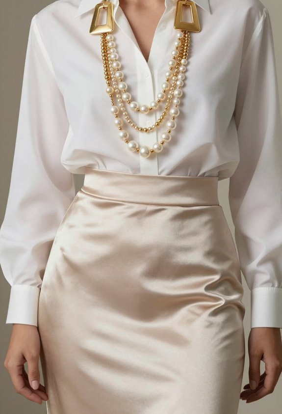 elevate satin with statement jewelry