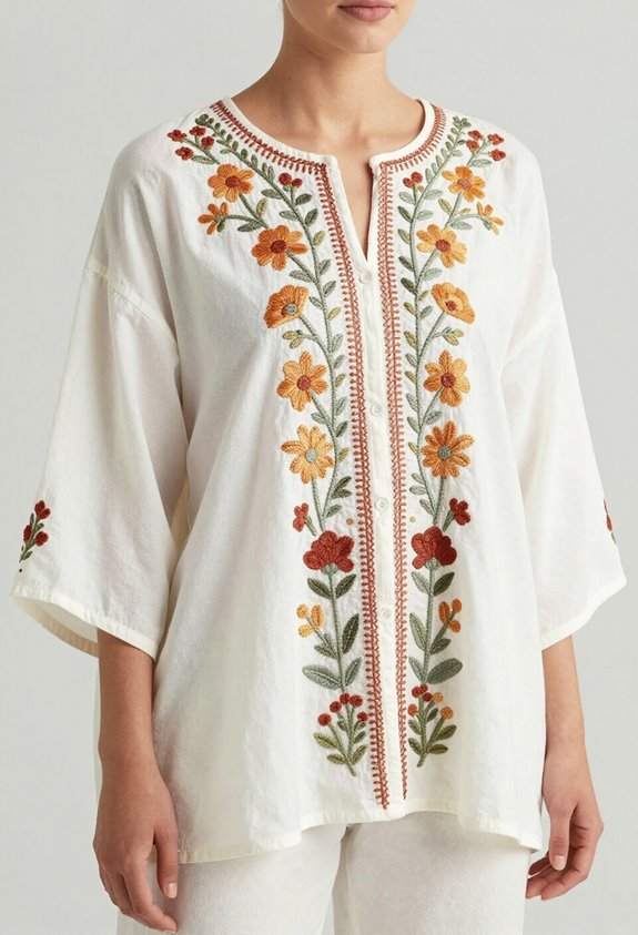 embroidered blouse layered styling