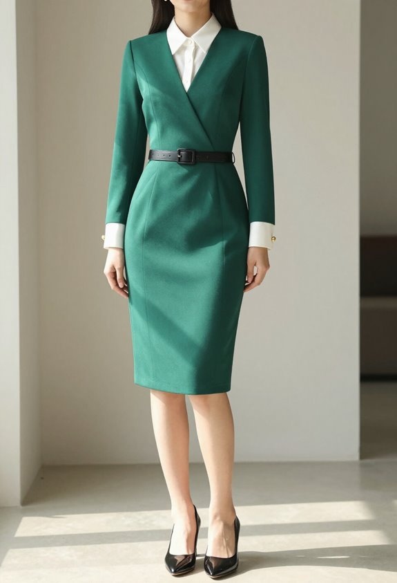 emerald dress structured elegance