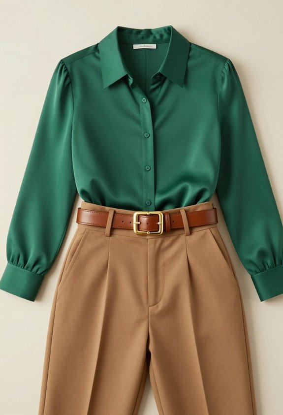 emerald elegance with camel