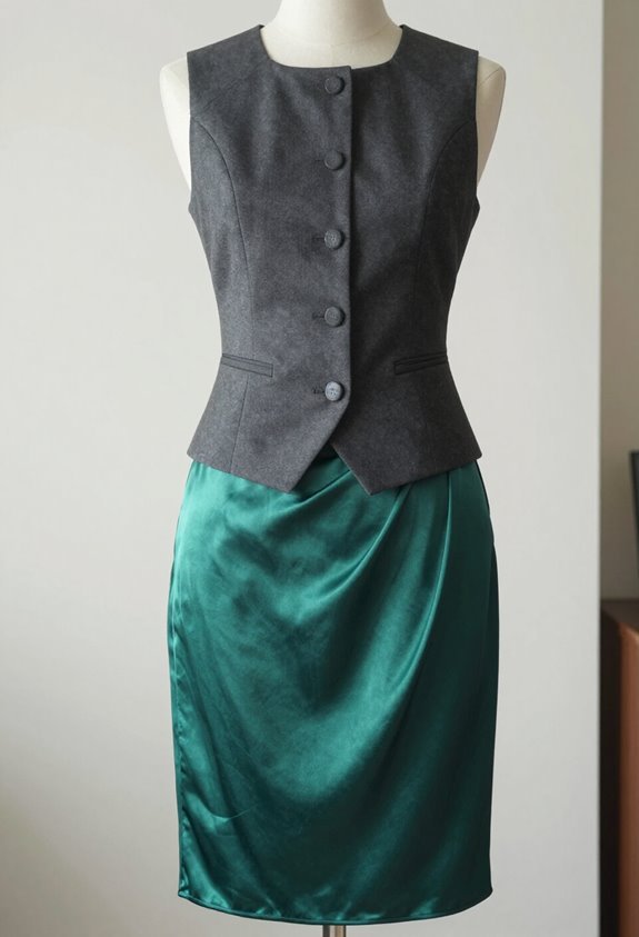 emerald satin tailored sophistication