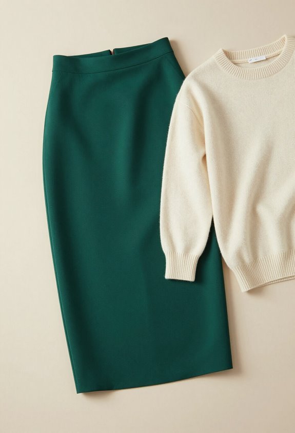 emerald skirt cashmere elegance