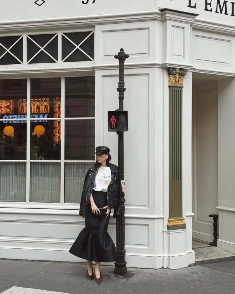 Fishtail Skirt With a Leather Jacket