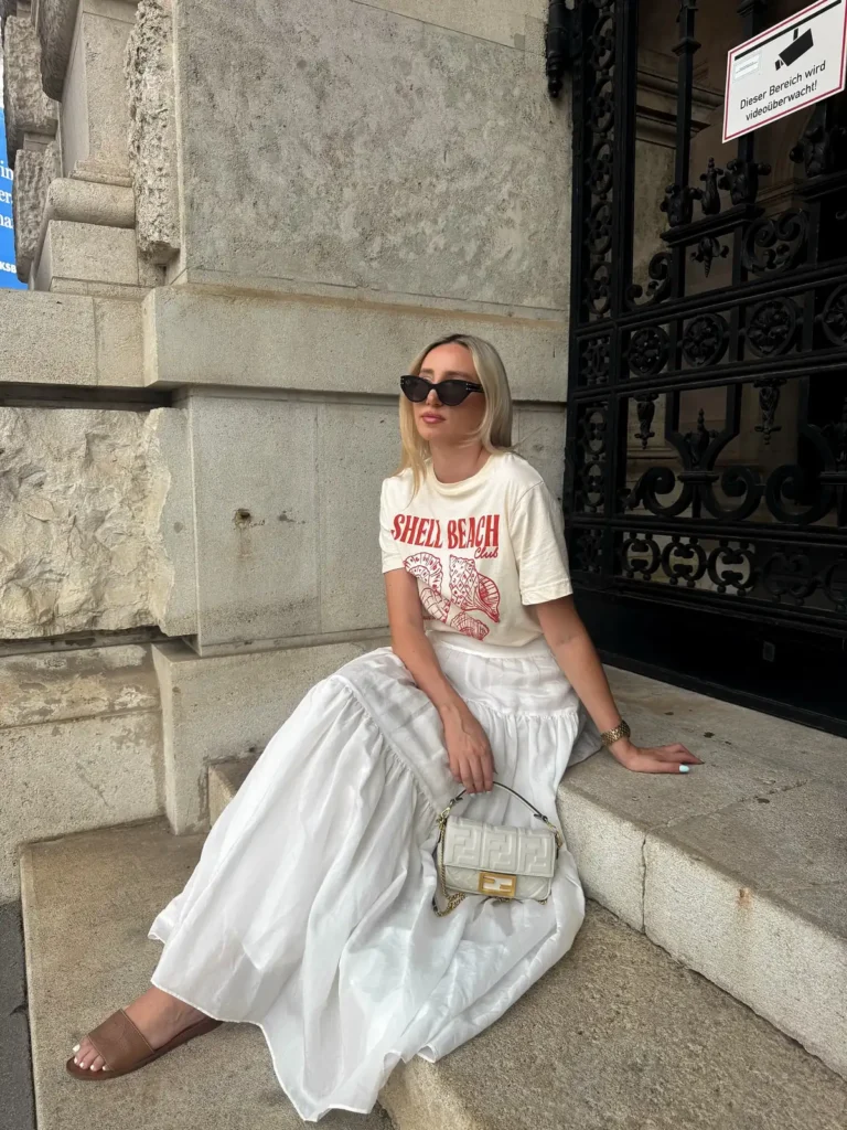 Graphic Tee and a Sheer Tiered Maxi