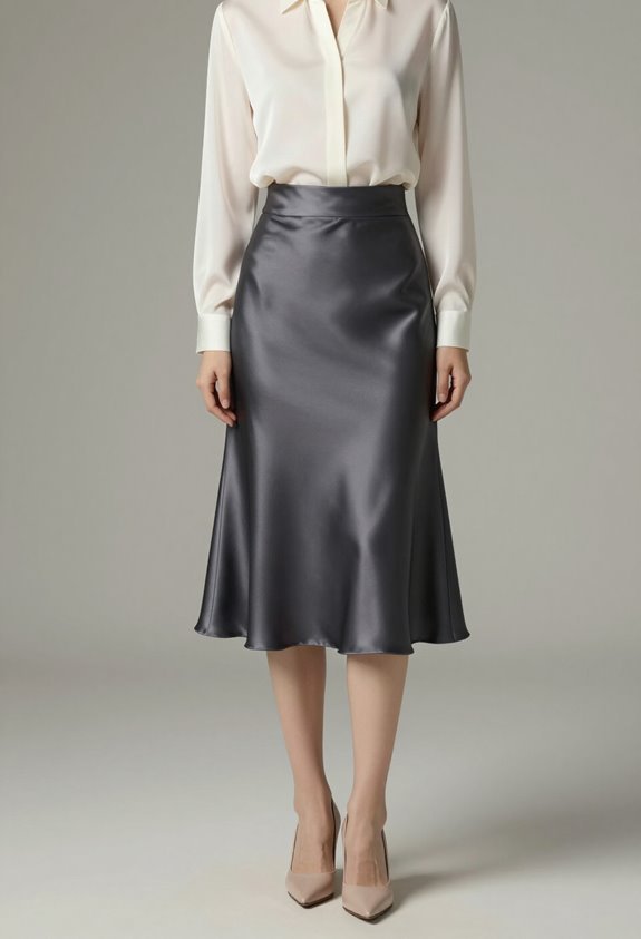 knee length satin skirt versatility