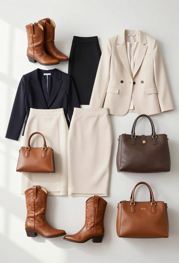 knee length skirts enhance proportions