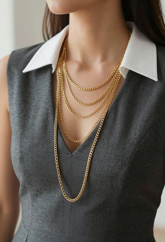 layered gold necklace styling