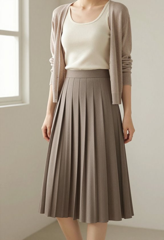 layered skirt and cardigan
