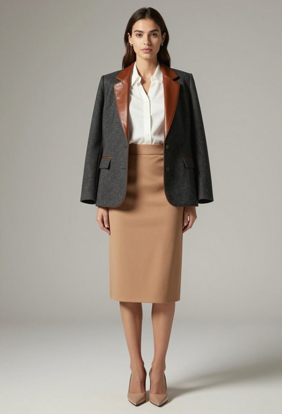 leather trimmed blazer elegance