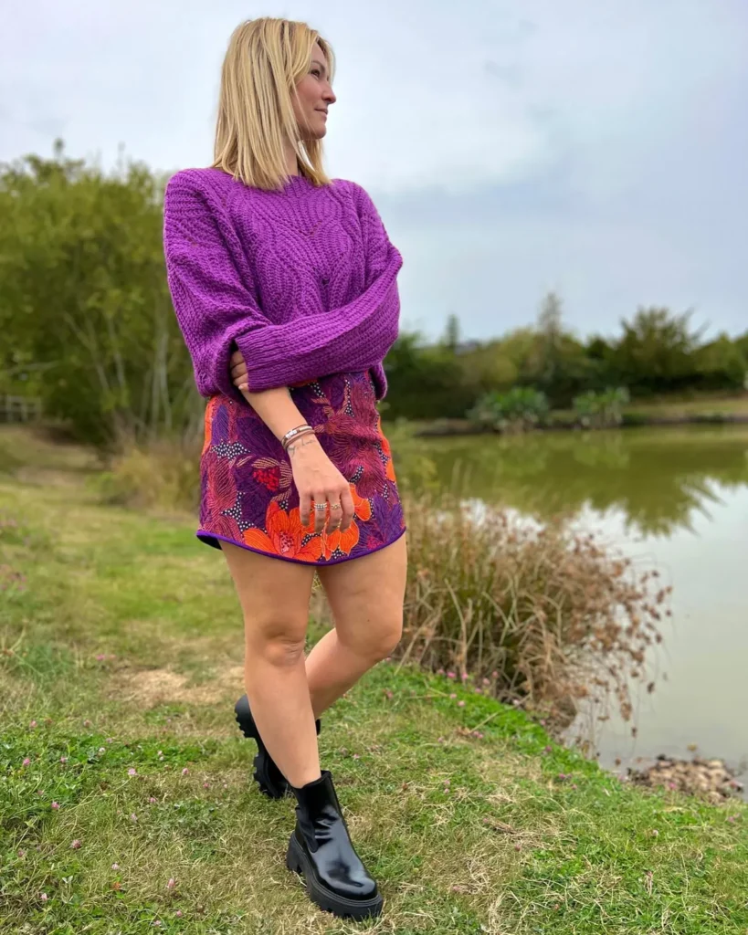 Magenta Knit With a Floral Mini