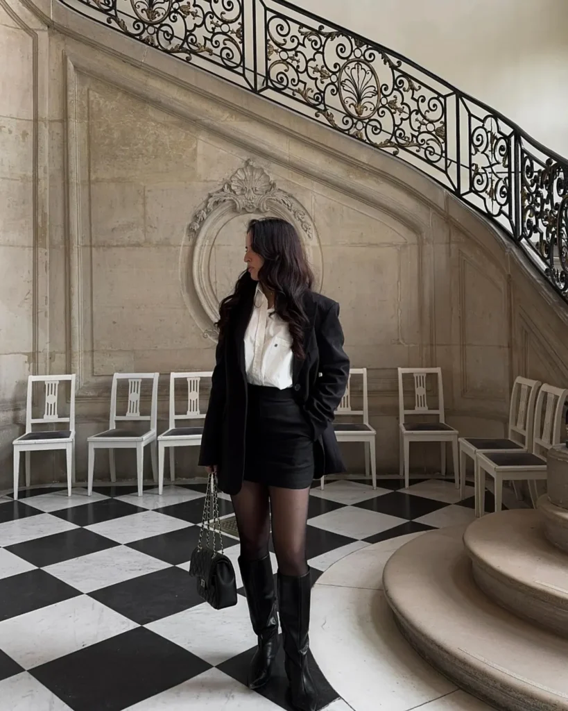 Mini Skirt With an Oversized Blazer