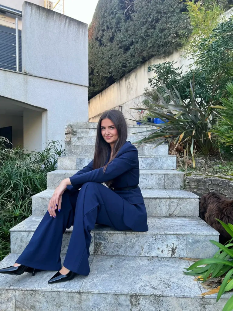 Navy Suit With Flared Trousers