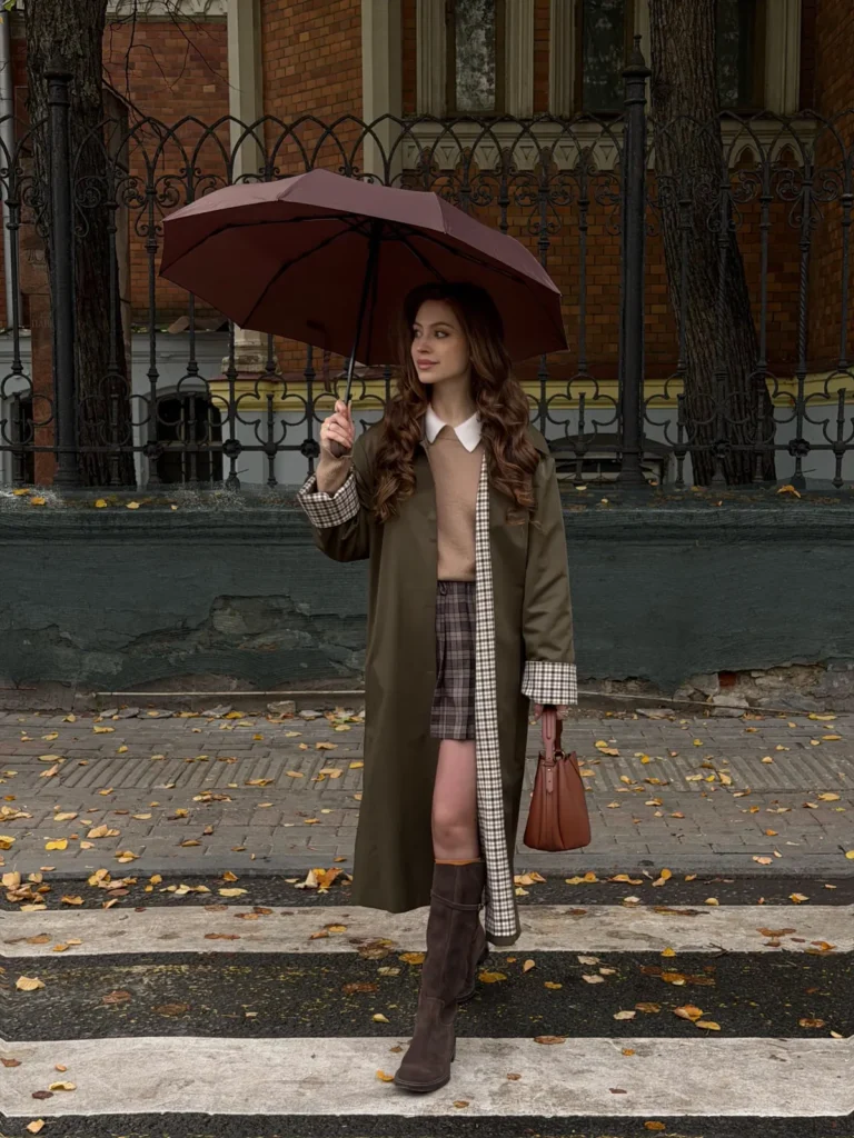 The Olive Trench With a Checked Lining