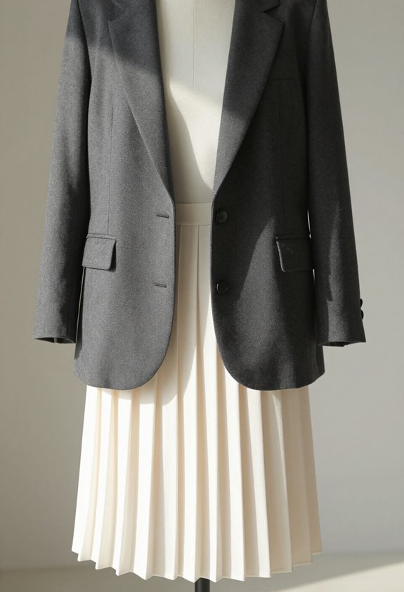 oversized blazer pleated skirt