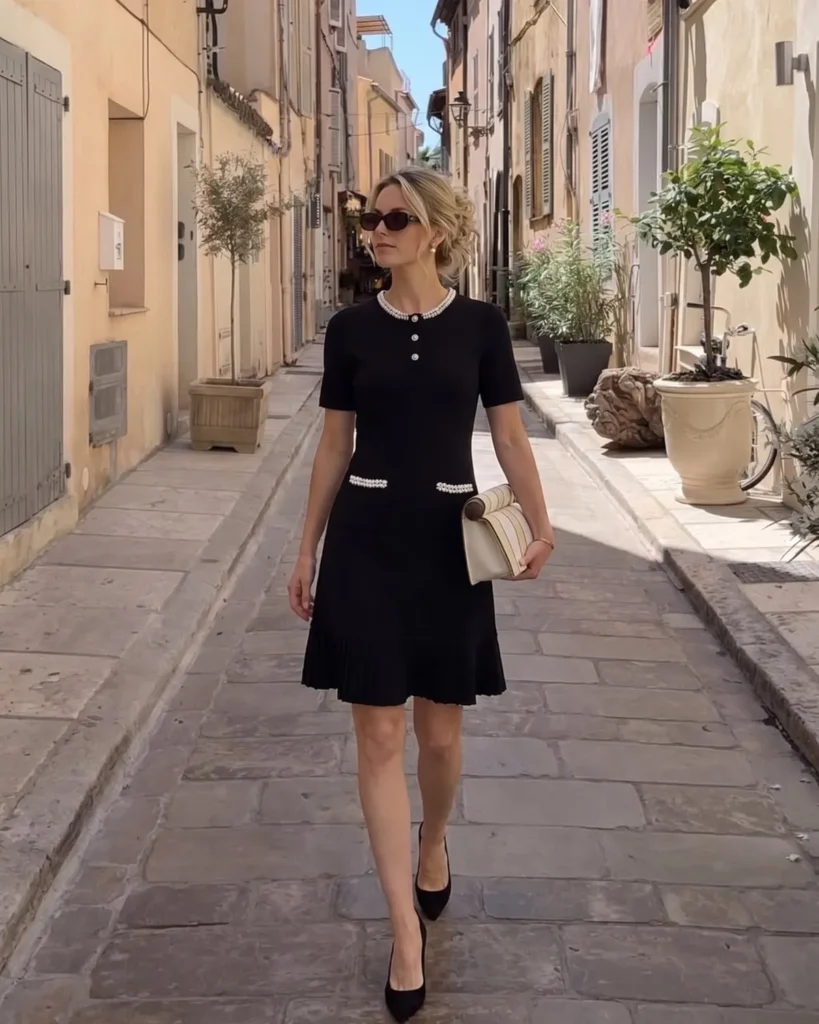 The Pearl-Trim Knit Dress