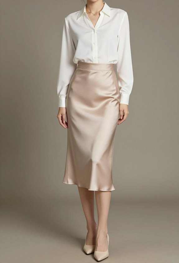 petite satin skirt styling