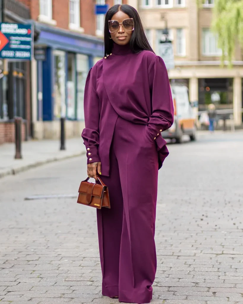 Plum Two-Piece With Gold Buttons