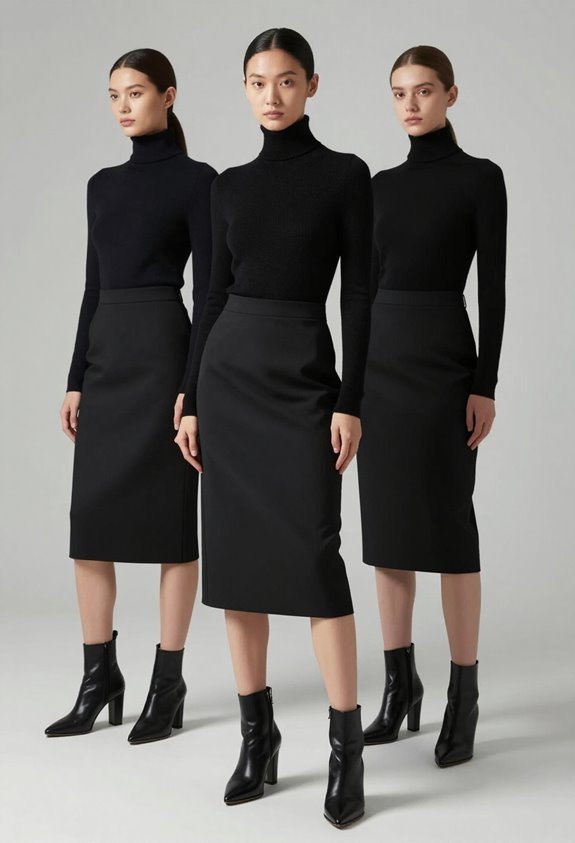 polished professional turtleneck ensemble