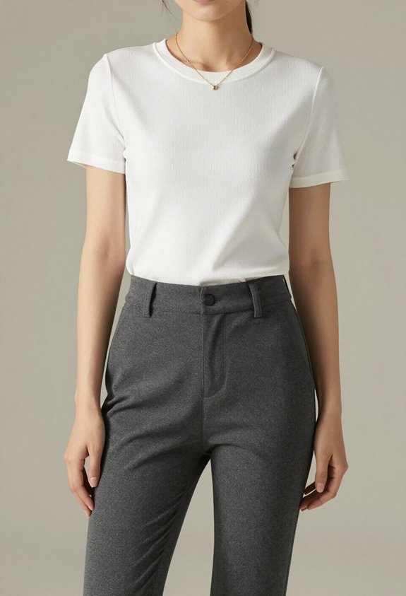 ribbed tee tailored pants