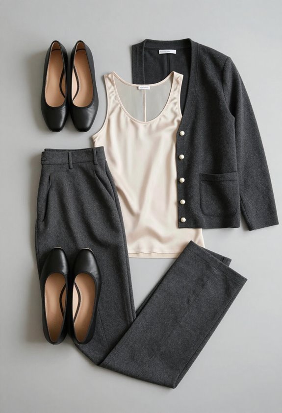 sleek black flats ensemble