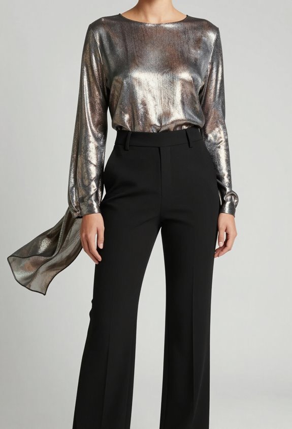 sleek pants metallic top