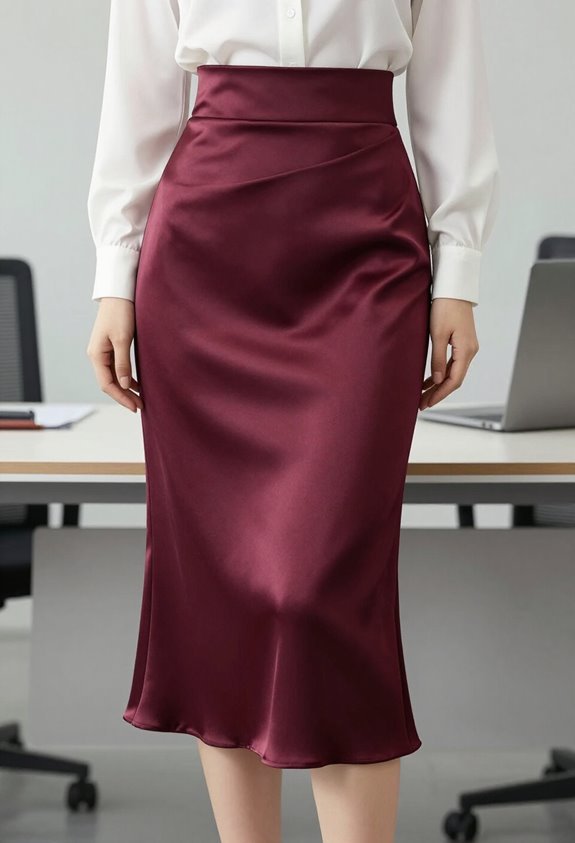 sophisticated burgundy office attire