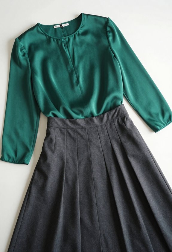 sophisticated emerald silk ensemble
