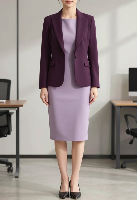 sophisticated lavender office ensemble